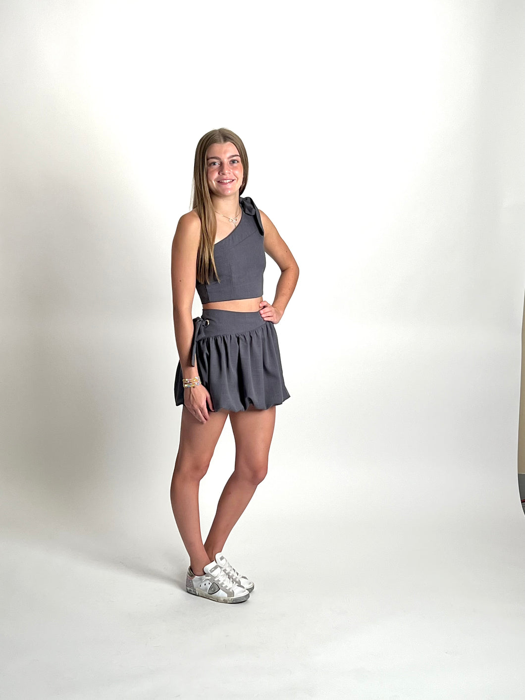 Grey One Shoulder Set