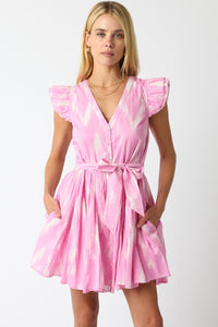Pink Cream Front Tie Dress