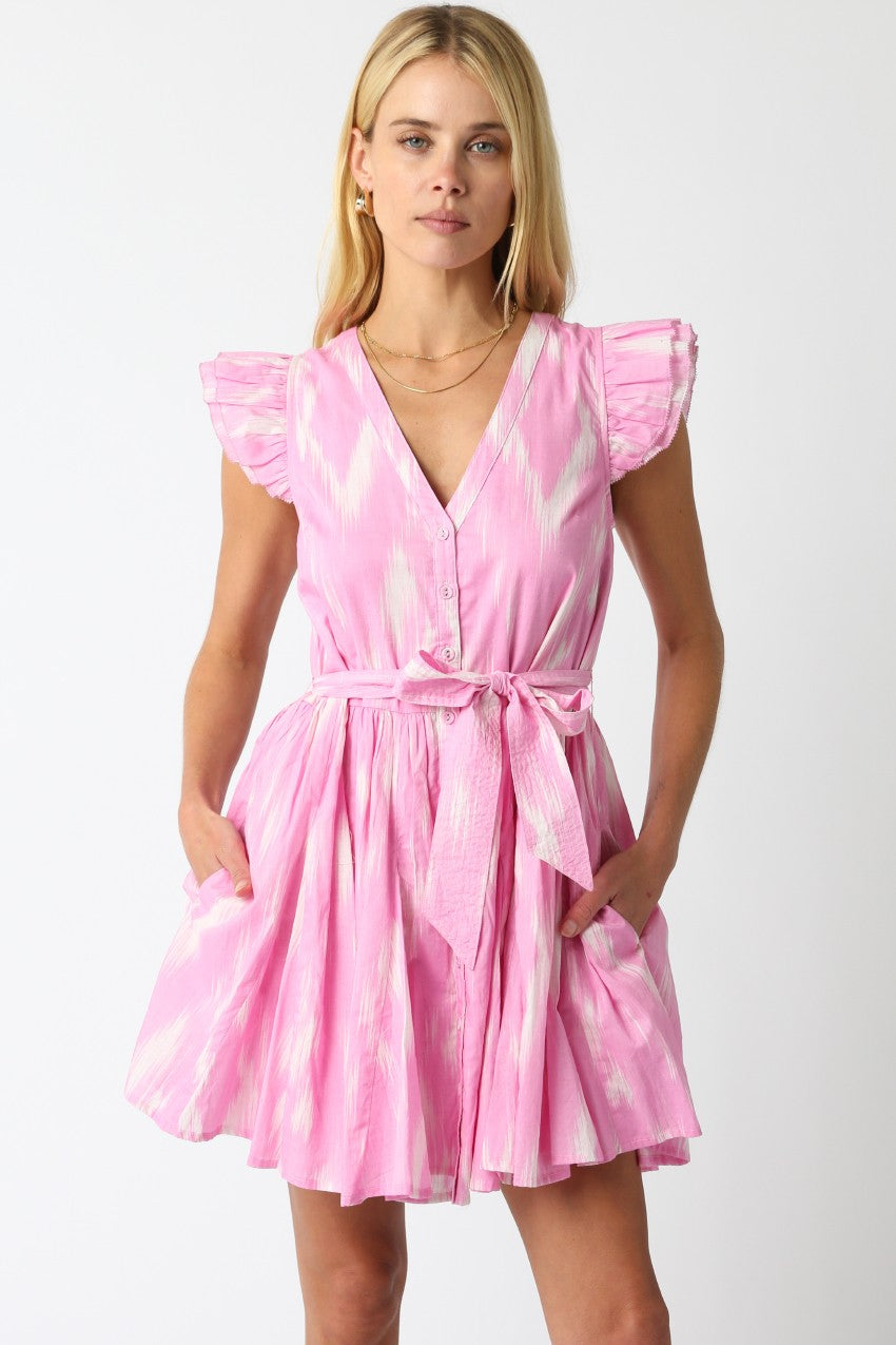 Pink Cream Front Tie Dress