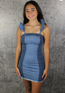 Denim Ruffle Dress