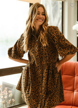 Load image into Gallery viewer, Leopard Button Down Dress
