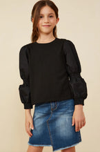 Load image into Gallery viewer, Black Peasant Sleeve Top
