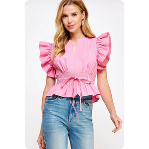 Flutter Slv Poplin Top