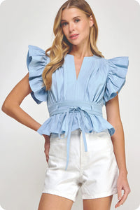 Flutter Slv Poplin Top