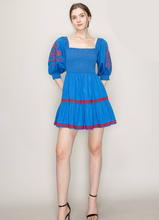 Load image into Gallery viewer, Embroidered Puff Sleeve Mini Dress
