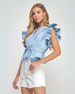 Flutter Slv Poplin Top