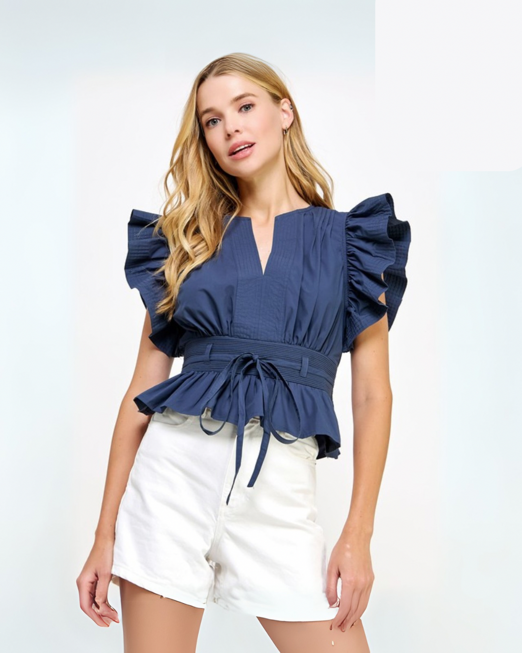 Flutter Slv Poplin Top