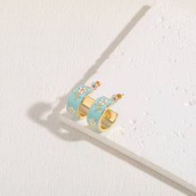 Load image into Gallery viewer, Garden Meadow Flower Enamel Huggie Hoop Earrings
