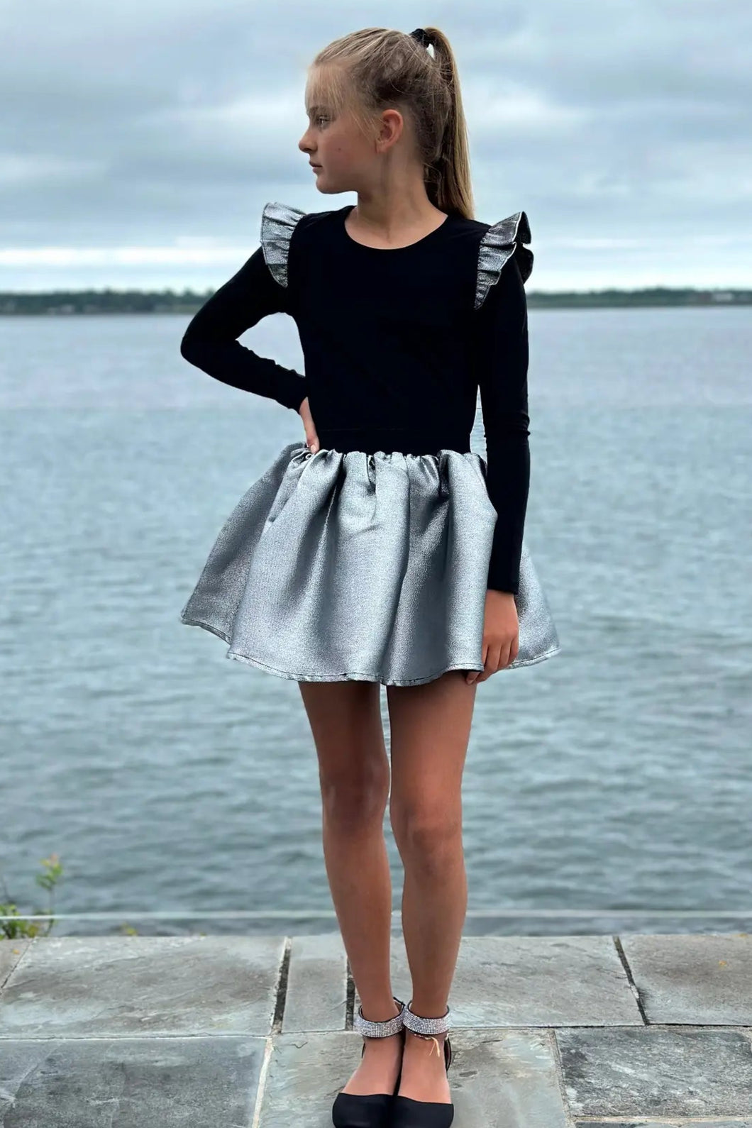 Silver Gathered Skirt