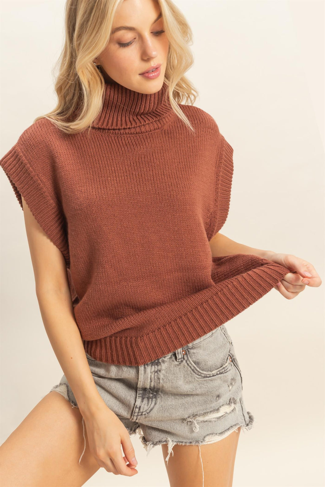 Turtleneck Sleeveless Sweater
