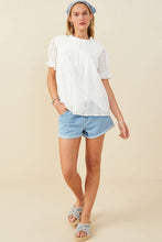 Load image into Gallery viewer, Womens Floral Eyelet Smocked Button Detail Top

