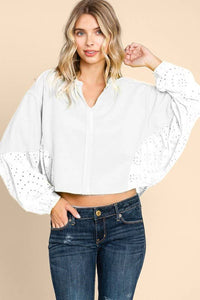 Washed  Batwing Sleeve Oversized Top