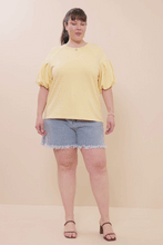 Load image into Gallery viewer, Womens Box Pleat Puff Sleeve French Terry Top

