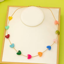 Load image into Gallery viewer, Multicolor Resin Beaded Heart Station Necklace | 80N92985
