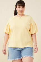 Load image into Gallery viewer, Womens Box Pleat Puff Sleeve French Terry Top

