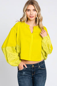 Washed  Batwing Sleeve Oversized Top