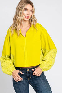 Washed  Batwing Sleeve Oversized Top