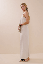 Load image into Gallery viewer, Womens Textured Linen Look Pleated Wide Leg Slacks
