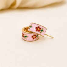 Load image into Gallery viewer, Garden Meadow Flower Enamel Huggie Hoop Earrings
