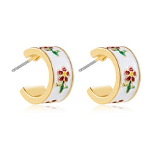 Load image into Gallery viewer, Garden Meadow Flower Enamel Huggie Hoop Earrings
