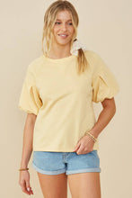 Load image into Gallery viewer, Womens Box Pleat Puff Sleeve French Terry Top
