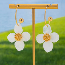 Load image into Gallery viewer, Acrylic Floral Dangle Hoop Earrings
