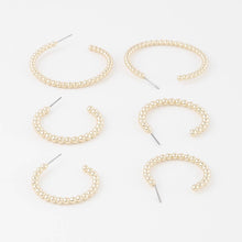 Load image into Gallery viewer, Pearl Bead Open Hoop Earrings Set
