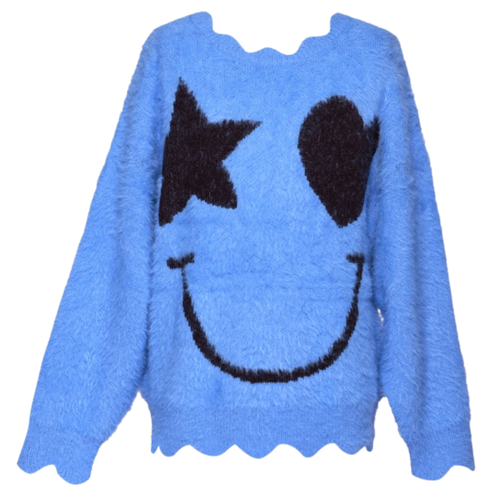 Star Smiley Fuzzy Sweater