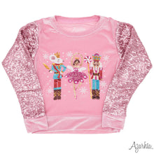 Load image into Gallery viewer, Nutcracker Sequin Pink Velvet Sweatshirt
