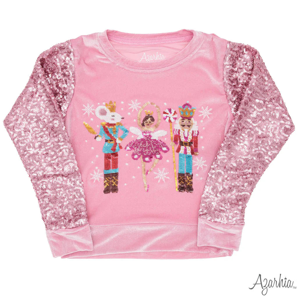 Nutcracker Sequin Pink Velvet Sweatshirt