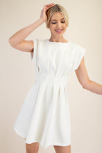 Load image into Gallery viewer, White Round Neck Pleated Dress
